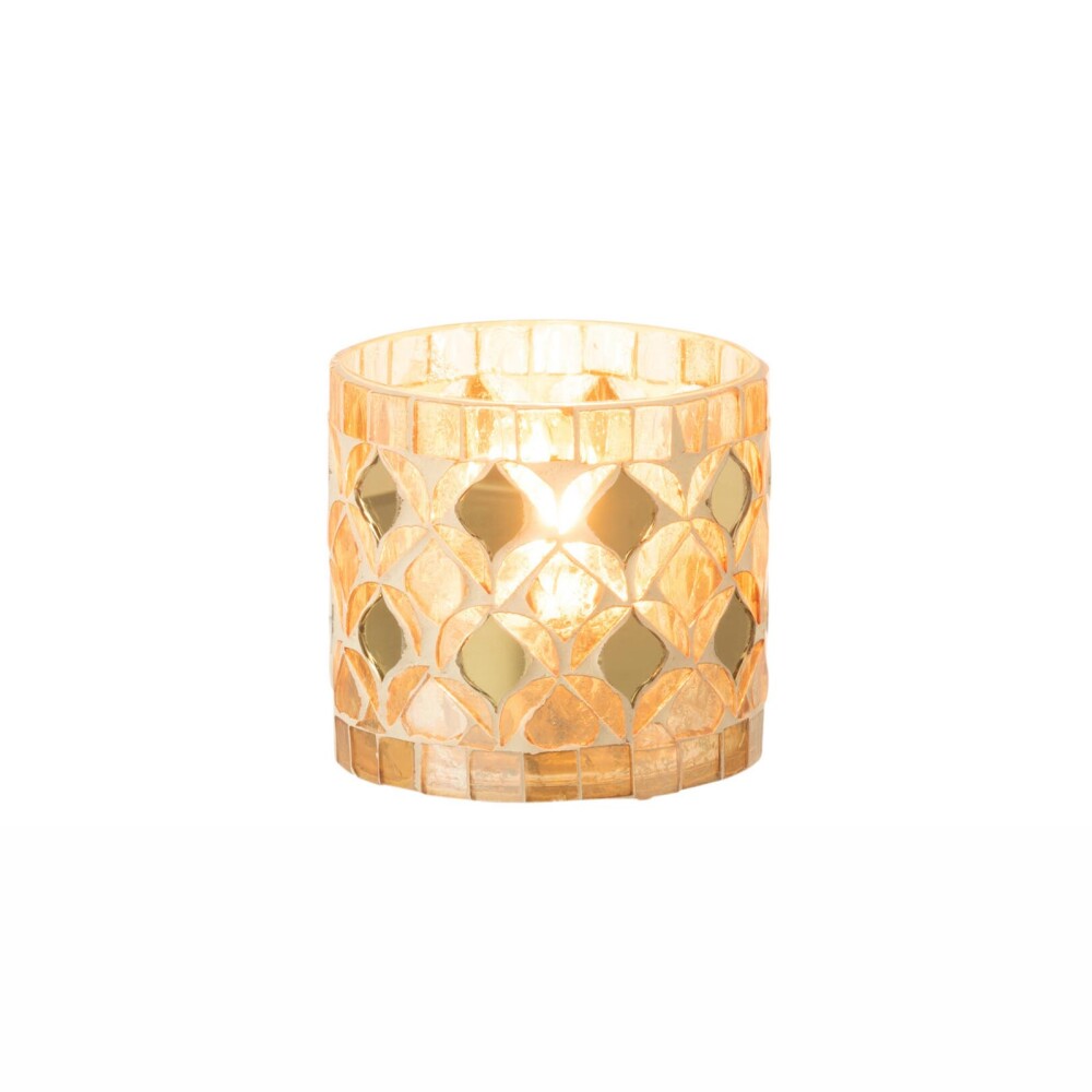 CANDELABRO MOSAICO VIDRIO-Y-CEMENTO AMARILLO 16860