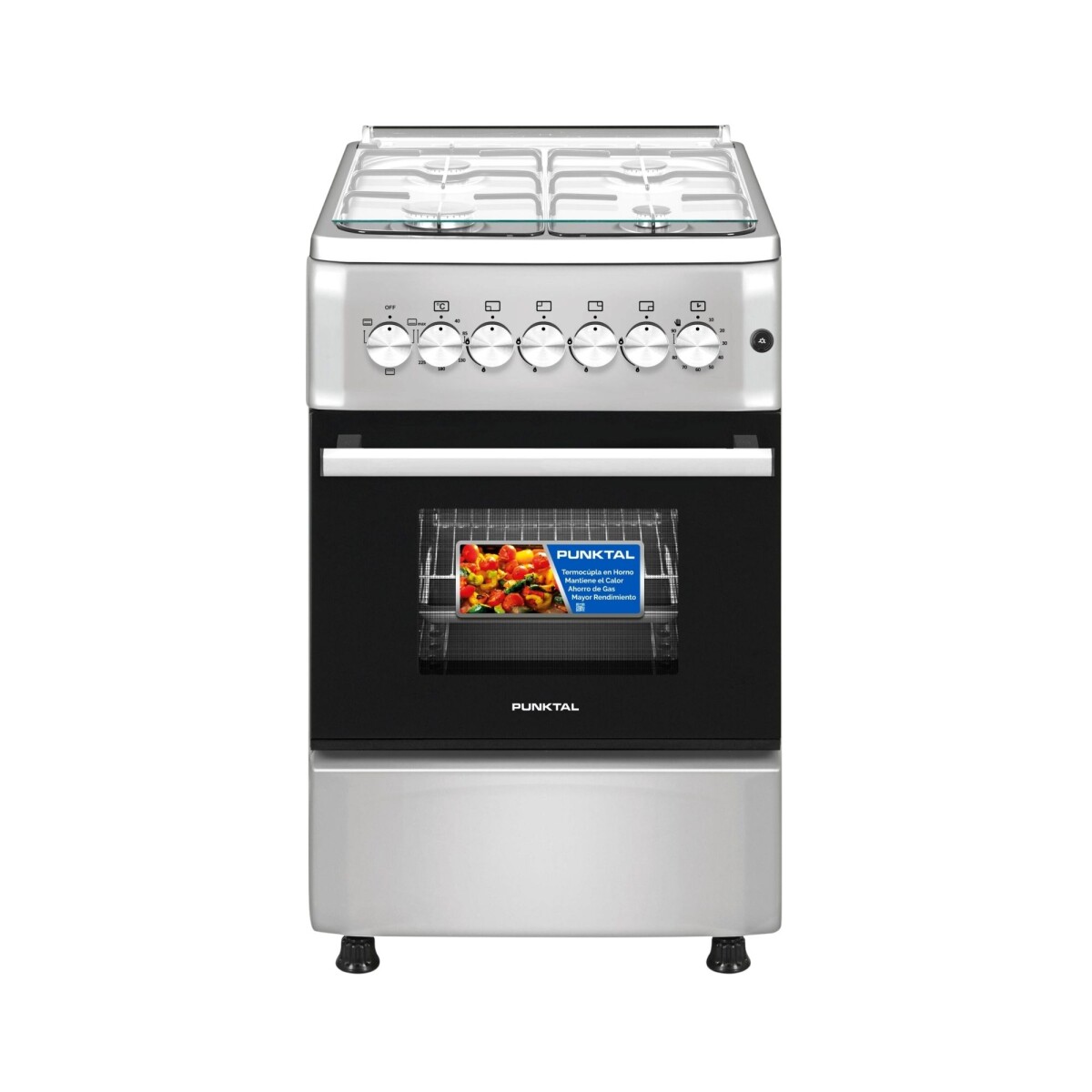 COCINA INOX 4 GAS HORNO 56 LTS. ELECTRICO-ENCENDIDO - acero inoxidable 