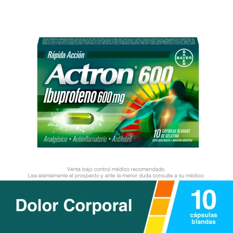Actron Analgésico Antiinflamatorio y Antifebril con Ibuprofeno 600mg x 10 Cápsulas Blandas Actron Analgésico Antiinflamatorio y Antifebril con Ibuprofeno 600mg x 10 Cápsulas Blandas