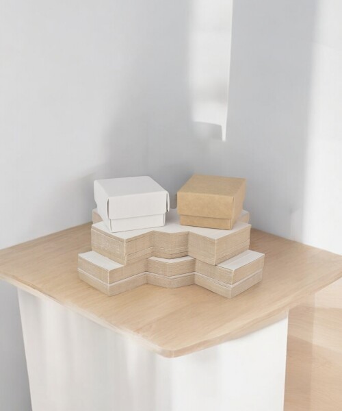 Pack x 50 - caja eco 01 4x4x2,5 cm REVERSIBLE BLANCO - MADERA