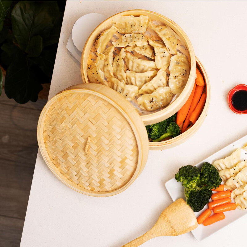 Vaporera de 2 Niveles en Bamboo Vaporera de 2 Niveles en Bamboo