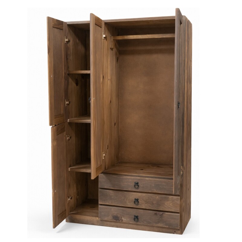 Ropero Madera Maciza 4 Puertas 3 Cajones Lustrado - Ltc Nogal Ropero Madera Maciza 4 Puertas 3 Cajones Lustrado - Ltc Nogal