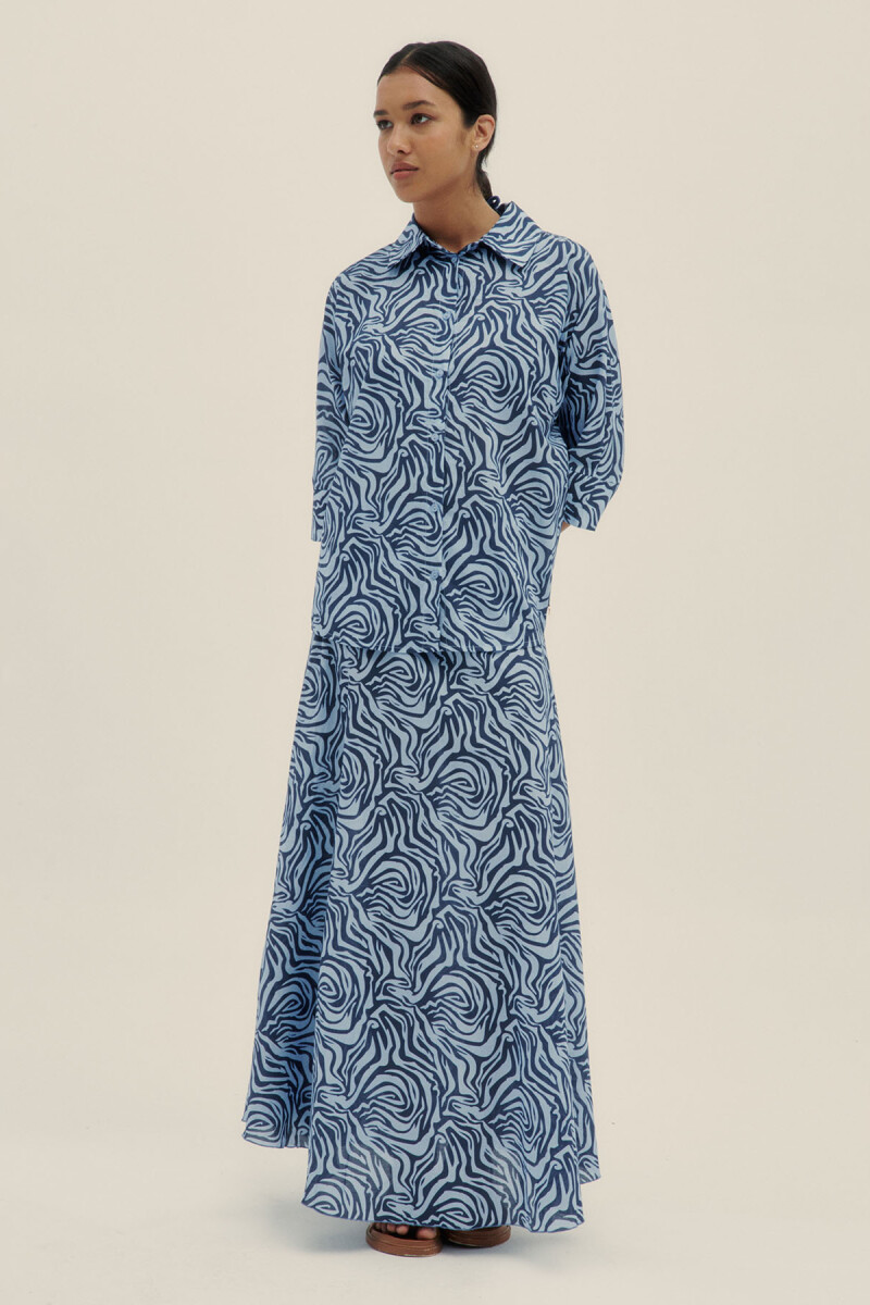 SOL SHIRT Zebra Striped Blue