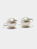 Aros Abiertos Con Perlas plateado