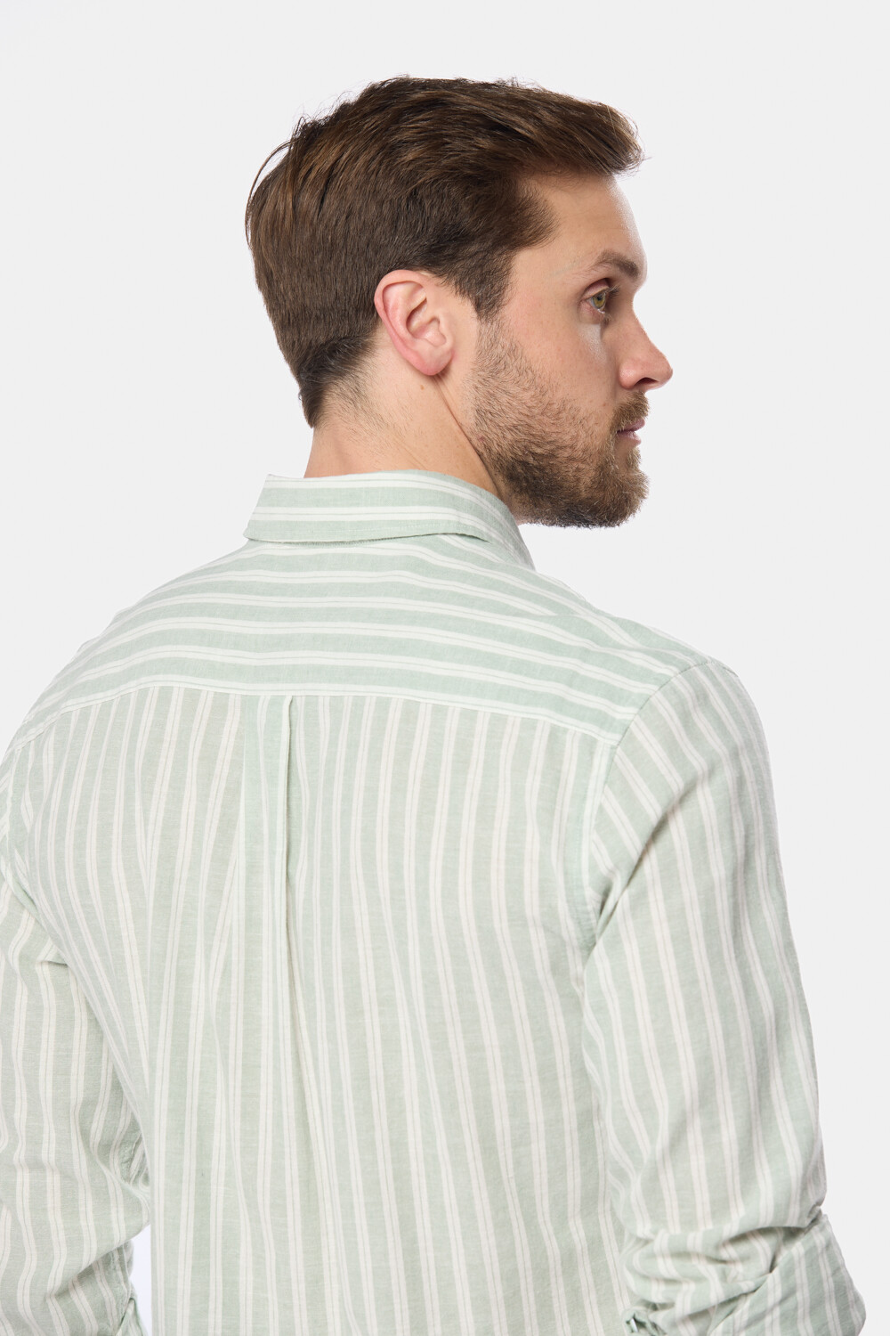 CAMISA RAYADA DE LINO Menta