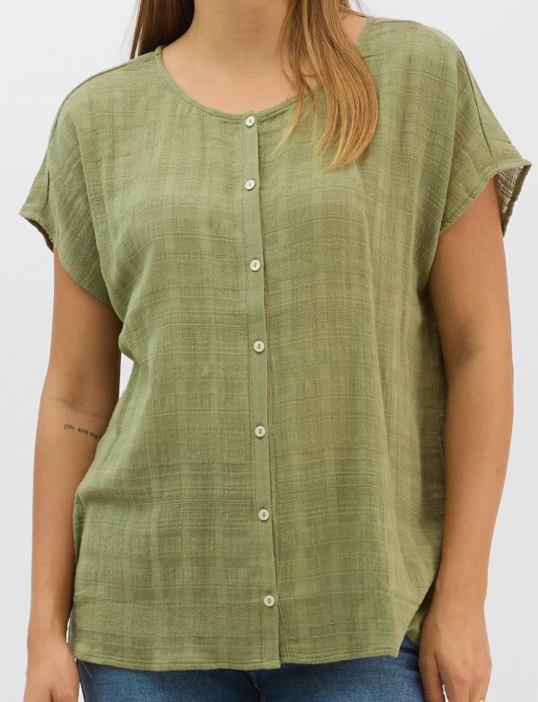 Blusa Fluida De Algodón Texturizado OLIVA