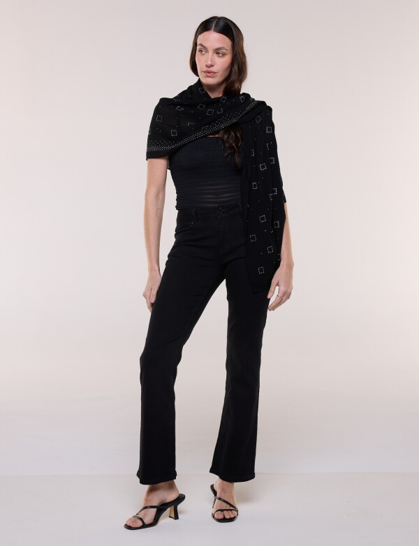 Pashmina Noche Con Apliques De Strass NEGRO/PLATEADO