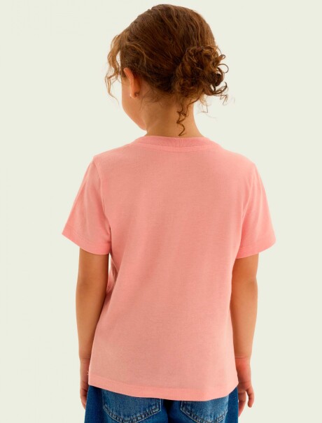 CAMISETA BÁSICA INFANTIL CON ESTAMPA ROSA