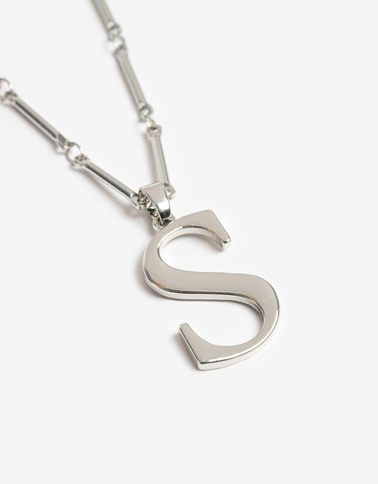 Collares Largos Metal Collar Largo Inicial S - Plateado Rodio