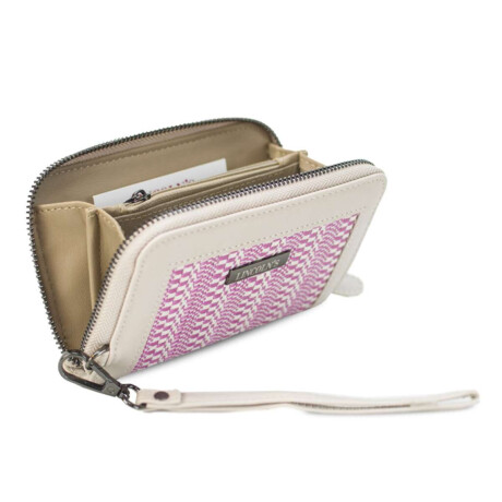Billetera Lorenza Telar Magenta y Crudo