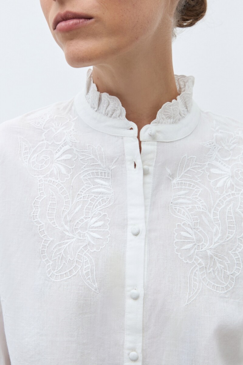 Camisa boho con bordados blanco