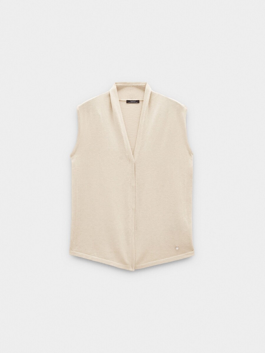 Chaleco De Punto Mezcla De Lana beige