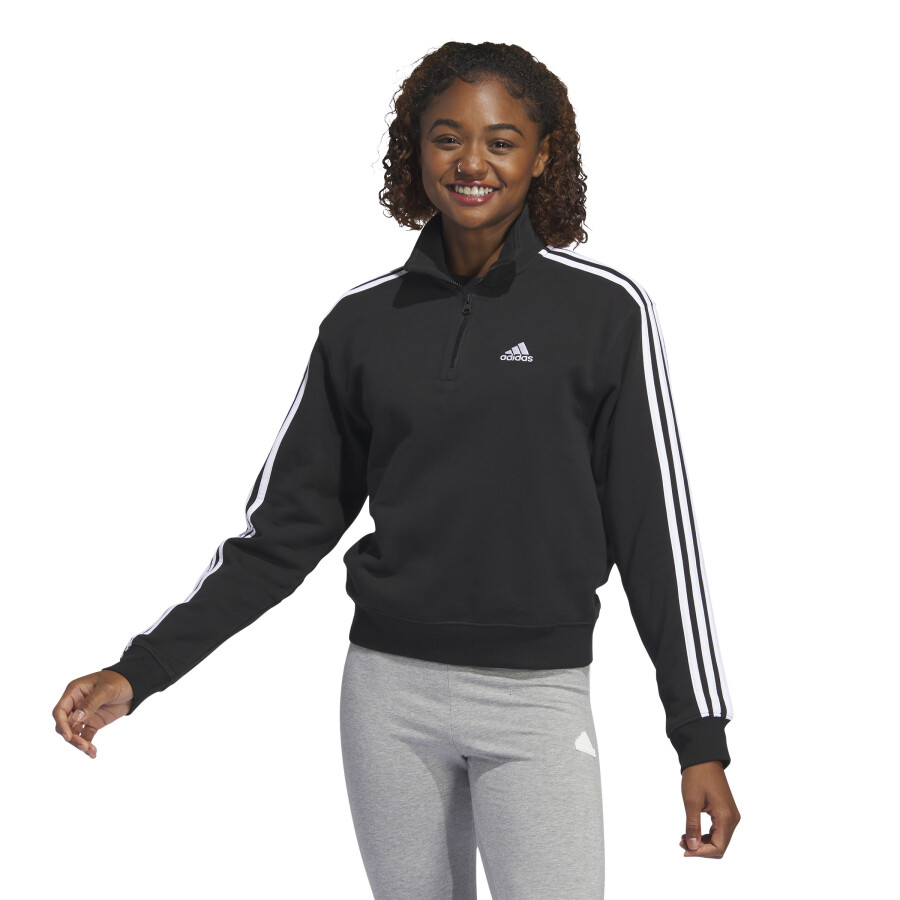 Buzo de Mujer Adidas Essentials Zip Negro - Blanco