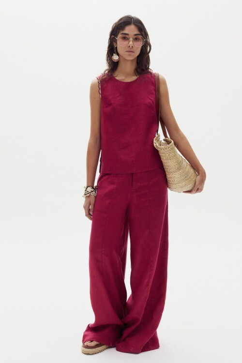 Pantalón Vincent en Lino Cherry