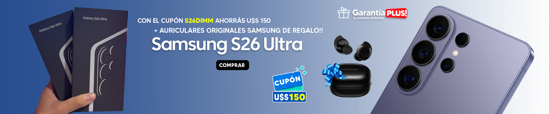 ¡Samsung S26 Series con cupón de U$S150 de Dto., aprovechá!