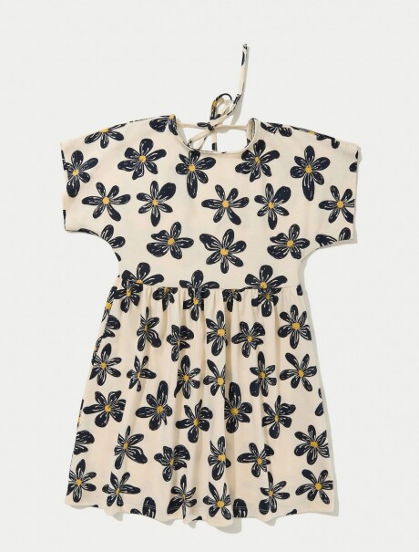 VESTIDO CORTO INFANTIL CON ESTAMPADO BEIGE