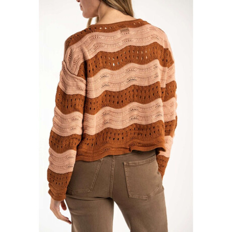 Sweater Textura Rayado Rosa/mocha