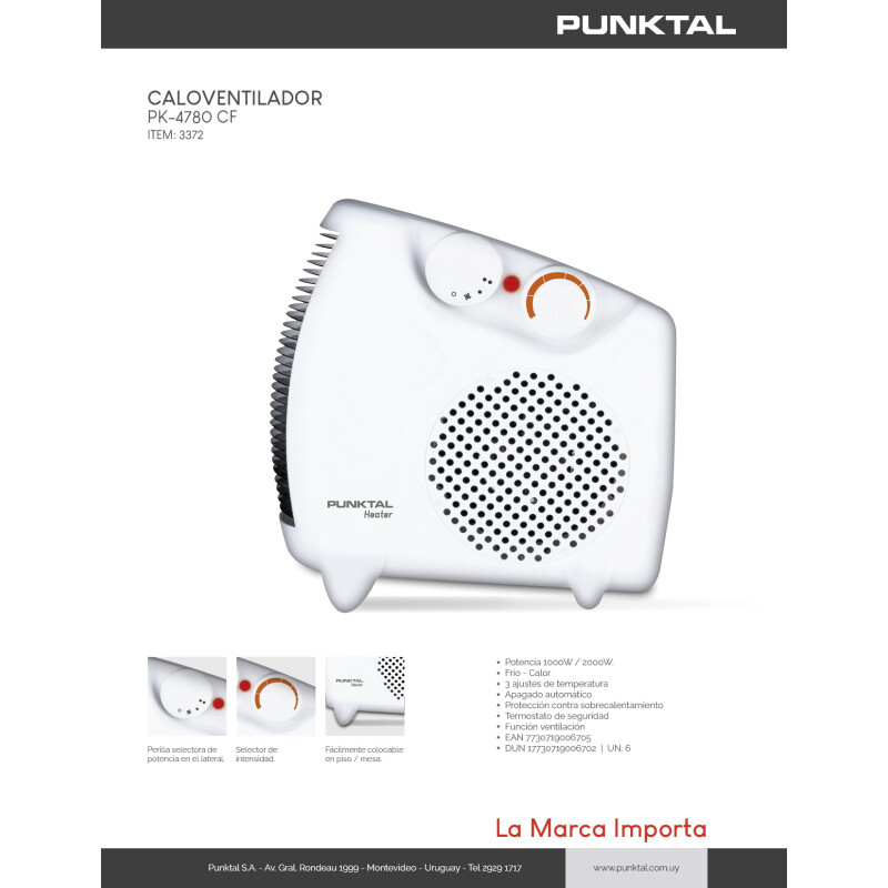 Caloventilador Calefactor Punktal de Piso Frío-Calor con Timer color Blanco Caloventilador Calefactor Punktal de Piso Frío-Calor con Timer color Blanco