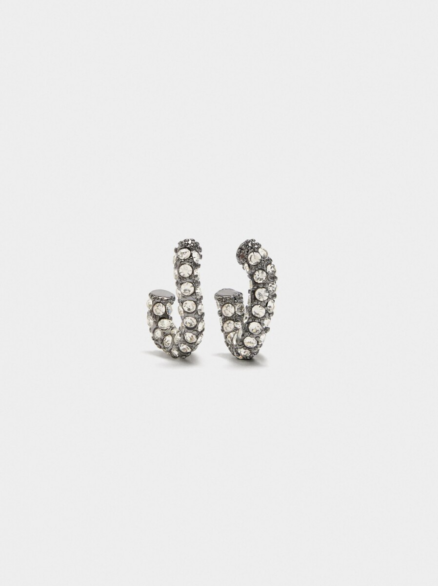 Pendientes Maxi De Cristales - plateado 