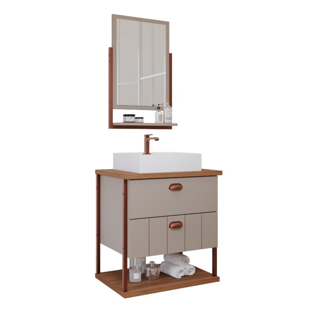 Mueble De Baño Mgm Uni Mdf Gris Con Bañera Y Espejo 