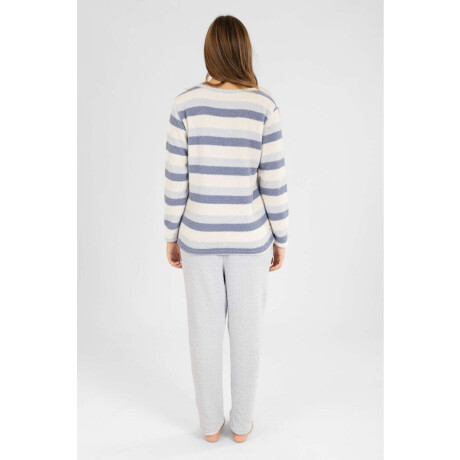 Pijama chenille rayado celeste Celeste