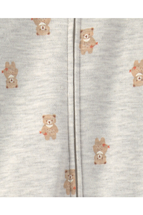 Pijama una pieza de algodón, con pie, gris, diseño ositos Pijama una pieza de algodón, con pie, gris, diseño ositos