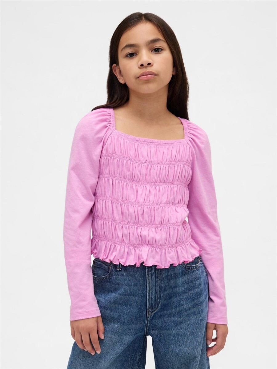 Top Smocked Niña - Glowing Pink 