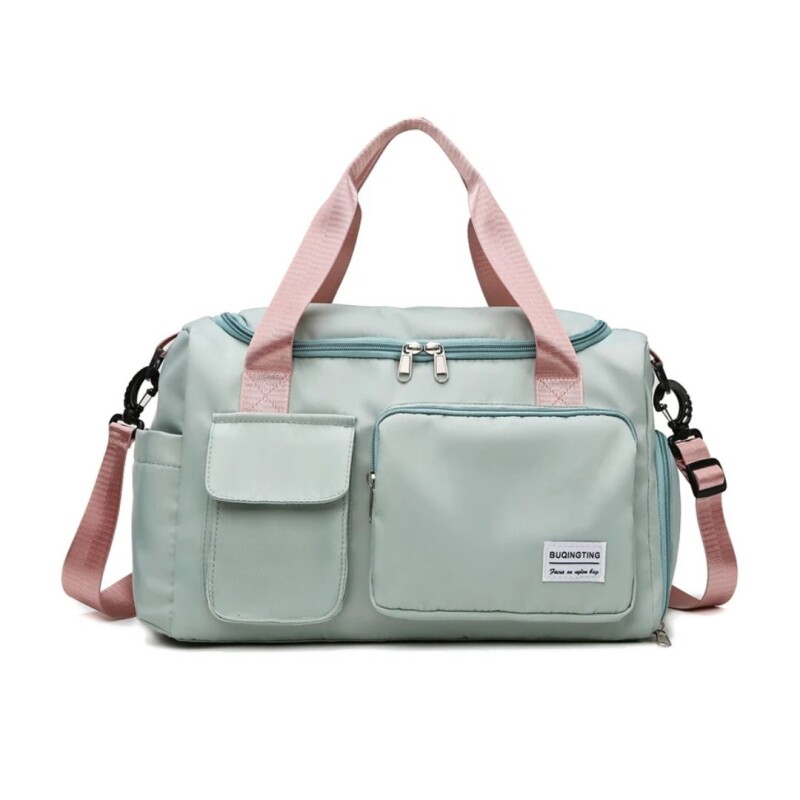 Bolso De Viaje Impermeable Con Compartimento Para Calzado Verde con rosa