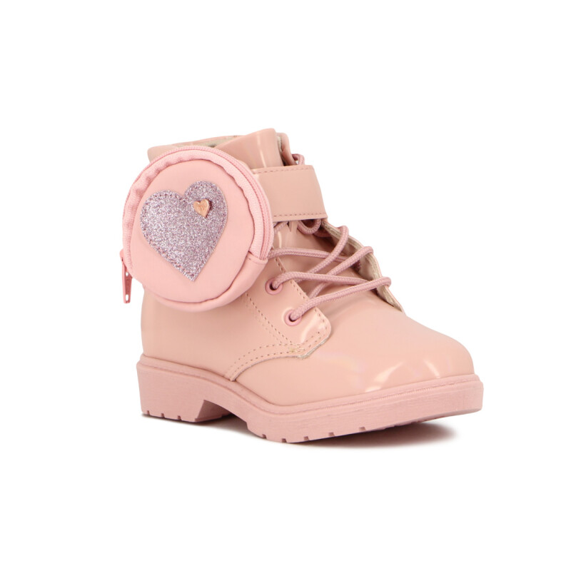Molekinha Bota Charol Acordonadas C/monedero Rosado-rosado
