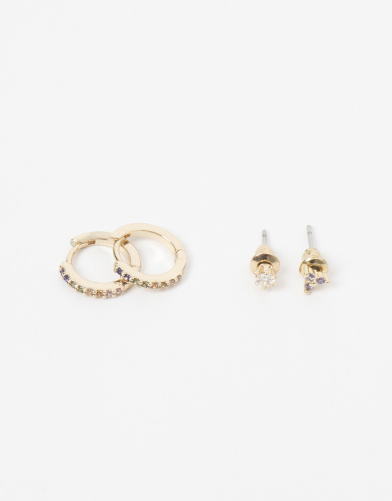 Aros Sets Strass Set De Aros Con Cubic Zirconia - Dorado