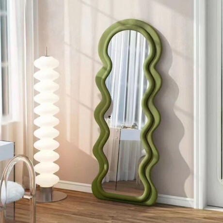 Espejo zig zag doble borde en tela 160 cm x 60 cm Verde