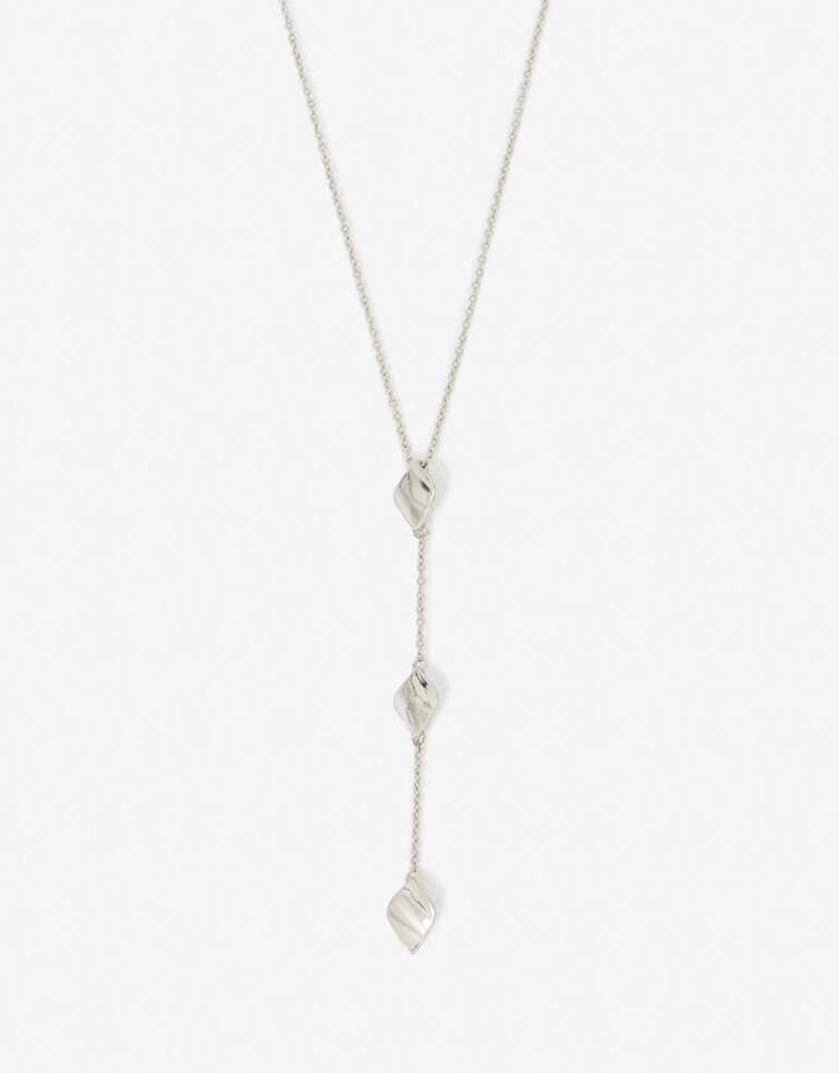 Collares Largos Metal Collar Largo Y Con Chapones - Plateado Rodio