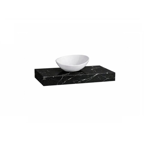 Mesada suspendida en porcelanato PERI 80 Negro Pulido con bacha de loza Mesada Suspendida En Porcelanato Peri 80 Negro Pulido Con Bacha De Loza