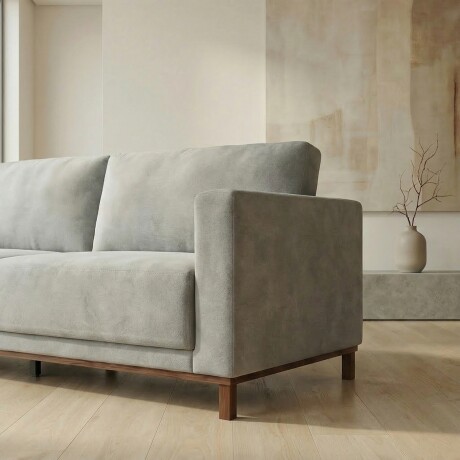 Sofá Barcelo - Tela Microfibra - 3 cuerpos Kruger 06-155 (Ceniza)