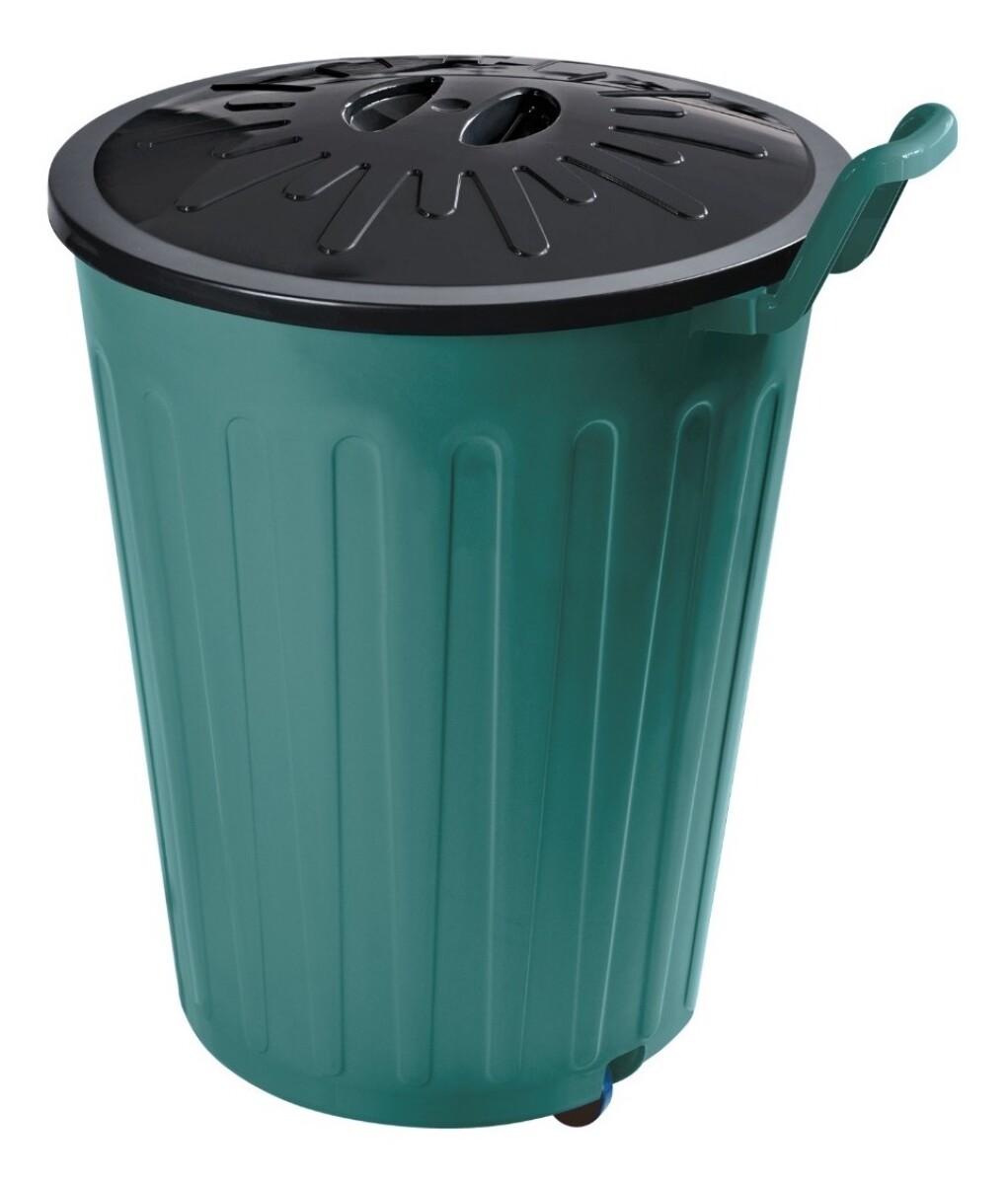 Papelera Basurero Cesto Basura Tapa Y Ruedas 100lts Plastico - Verde 