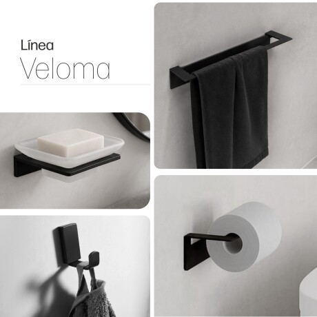 SET DE ACCESORIOS RECTO METAL BRILLO NEGRO PARA BAÑO NEGRO