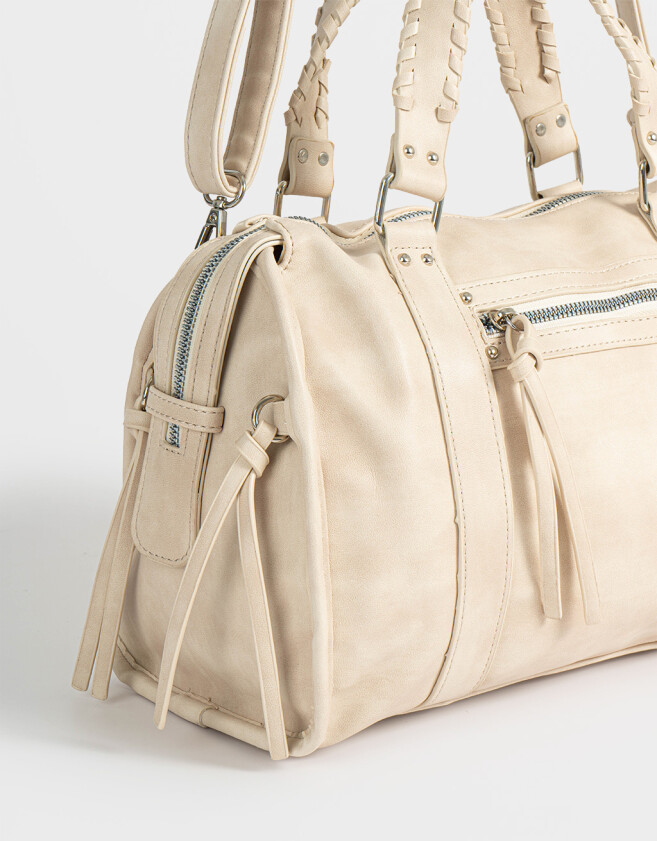 Bowling Boho Cartera Bowling Con Flecos - Blanco Crudo