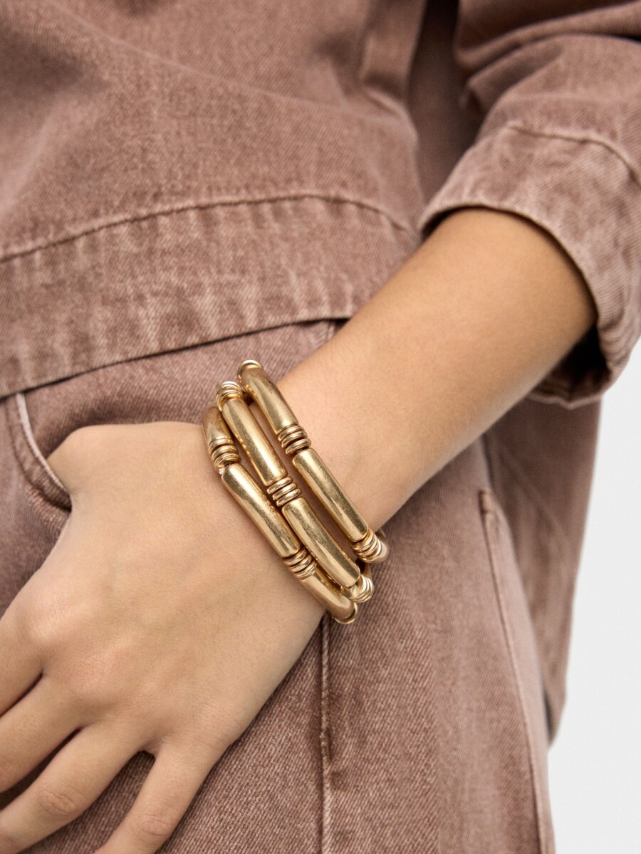 Set De Pulseras Elásticas Segmentadas dorado