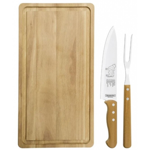 Kit para Asado 3 Piezas con Tabla, Cuchillo y Tenedor | Tramontina 22399/098 Kit para Asado 3 Piezas con Tabla, Cuchillo y Tenedor | Tramontina 22399/098