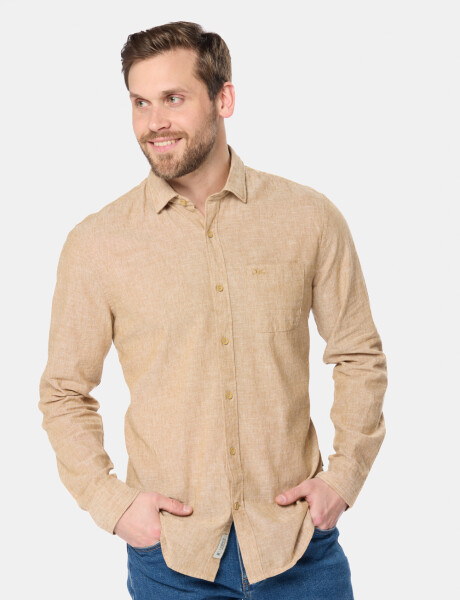 CAMISA DE LINO Camel