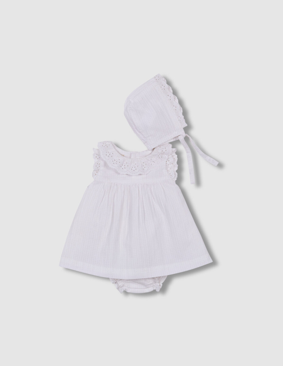 Conjunto Vestido Con Capota - Blanco 