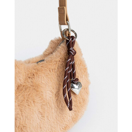 Bandolera Peluche Con Charm Marron Beige