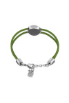 PULSERA DE CUERO DOBLE VERDE CON DETALLE DE OJO EN ALEACIÓN DE METALES BAÑADO EN PLATA Y CRISTAL Pulsera