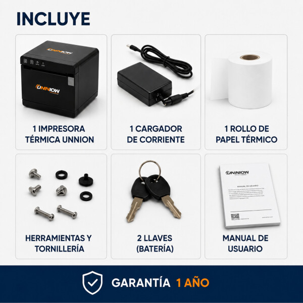 Impresora Térmica Unnion Facturacion Usb + Lan Papel 80mm Color Negro