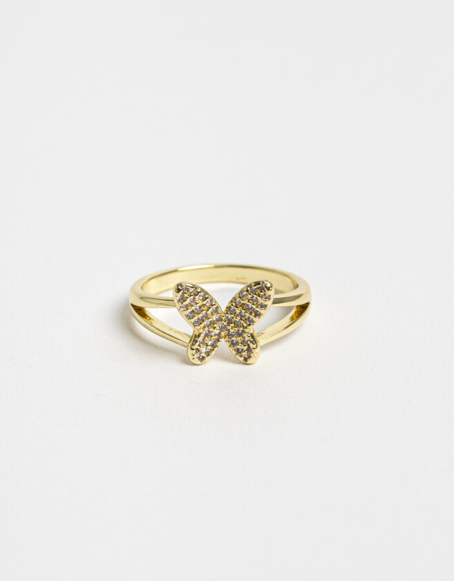 Anillos Chicos Mariposas Anillo Con Strass - Dorado