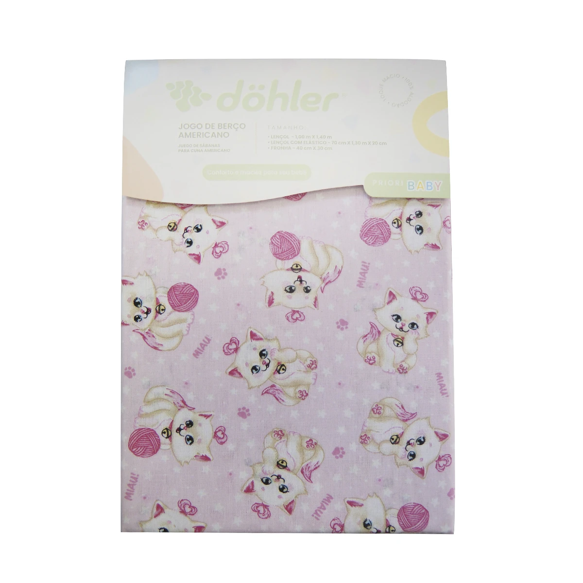 Juego Sábanas para Cuna Dohler 100% Algodón - GATITA BABY 