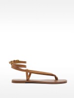 Sandalias Planas De Piel Con Tiras camel