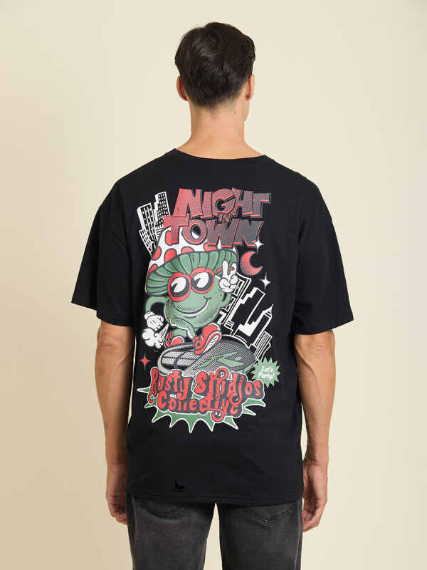 T-SHIRT FUNGI RUSTY Negro