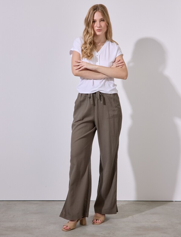 Pantalon Lino Wide OLIVA