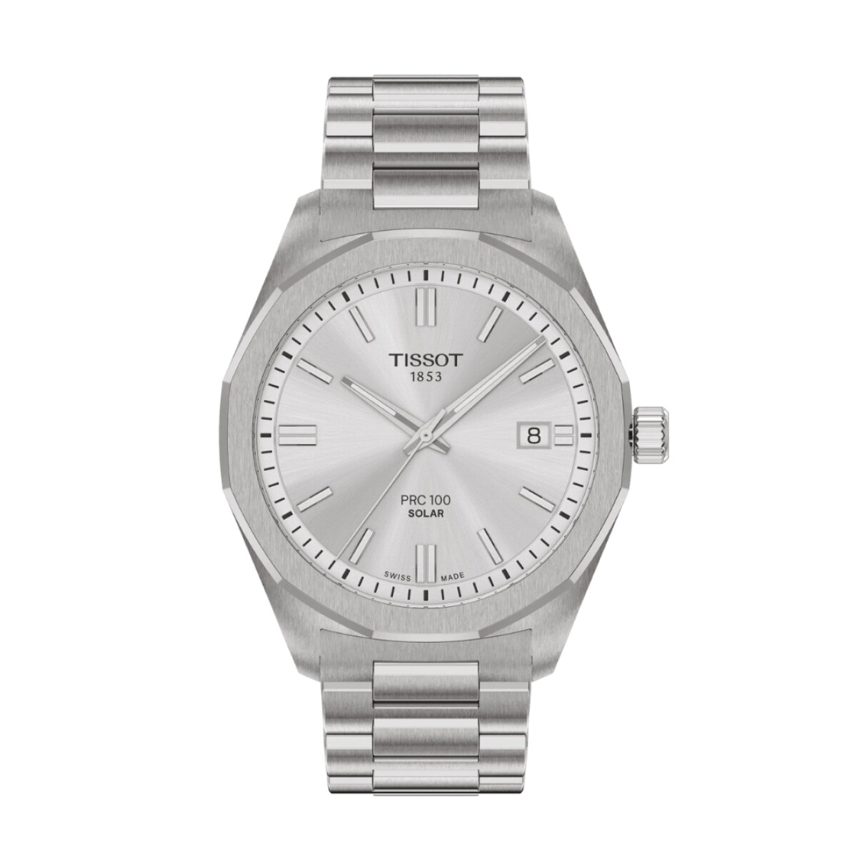 Reloj Tissot T1514221103100 PRC 100 Solar 39mm para hombre - Plateado 